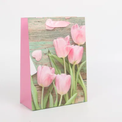 Factory Cosmetic Jewelry Designer Gift Shopping Clear Flower Carrier Bags Paper Bag