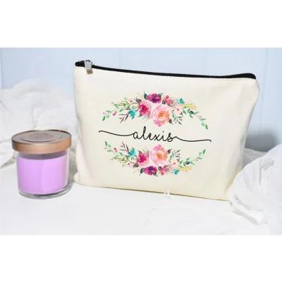 Creative Printed Canvas Zipper Large Capacity Storage Screen Printing Custom Pattern Handheld Makeup Bag