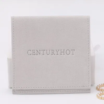 Wholesale Light Grey Microfiber Jewelry Pouch Bag Velvet Ring Bracelet Necklace Envelope Packaging Pouch with Logo