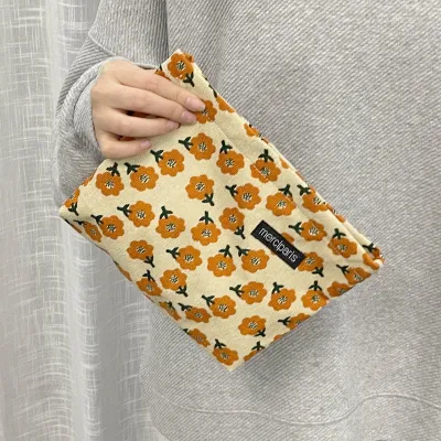 Makeup Bag Flower Makeup Bag Cotton Flower Pattern Large Capacity Makeup Bag