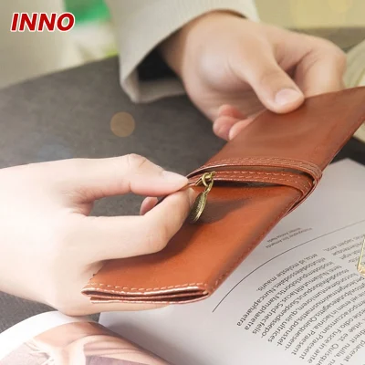 Inno-R012 Manufacturer Direct Selling Retro Soft PVC Leather Pouch for Sunglasses, Custom Logo Eco-Friendly