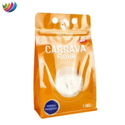 Manufacturer OEM/ODM Custom Printing Flat Bottom Stand up Pouch Plastic Clear Transparent Yam Flour Coffee Food Packaging Bag with Window