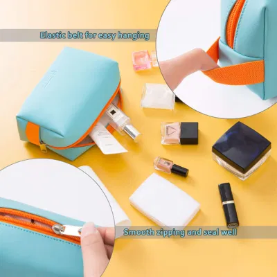 Designer Printing Blue Orange Neoprene Makeup Travel Bag Portable Cosmetic Pouch Abstract Art Color Mini Zipper Pouch