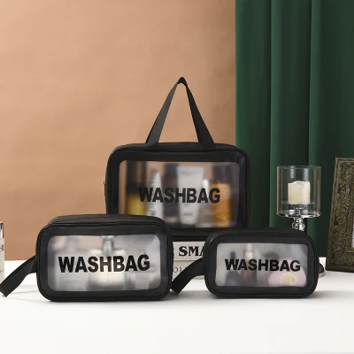 Wholesale PVC Transparent Zipper Cosmetic Bag Clear Travel Wash Bag Waterproof Portable Toiletry Pouch Makeup Bag for Bathroom