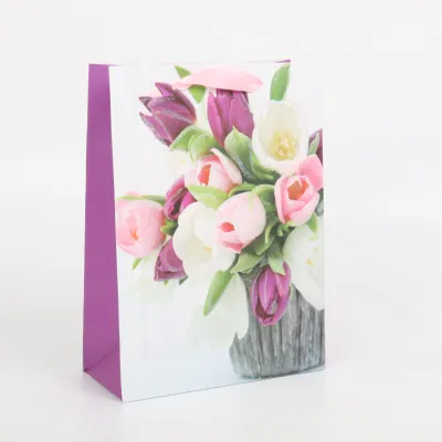 Factory Cosmetic Jewelry Designer Gift Shopping Clear Flower Carrier Bags Paper Bag
