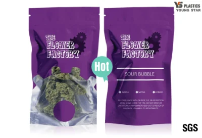 3.5g 1/4ounch 1/8oz Weed Plastic Food Packing Stand up Mylar Child Resistant Zipper Bag with Hot Sealed Laminated Pouch