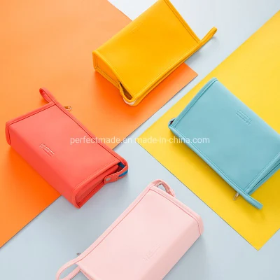  Factory OEM Toiletry Cute Portable Travel PU Leather Makeup Pouch