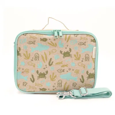  Multiple School Office Kids Jute Lunch Box Tote Insulated Cooler Cartoon Linen Lunch Bag with Custom Logo