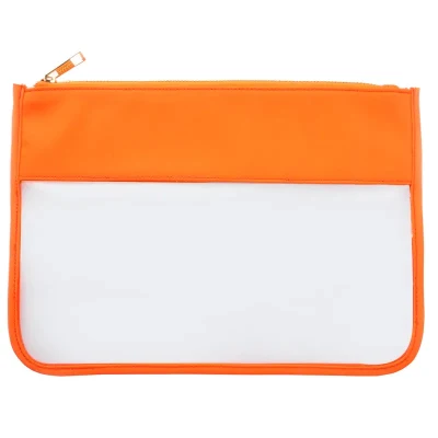 Cosmetic Bag Pouches Clear PVC Toiletries Wash Bag with Embroidery Logo Stick on