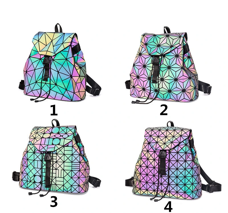 Holographic Backpack Laser Luminous Women Geometric Teenager School Bags