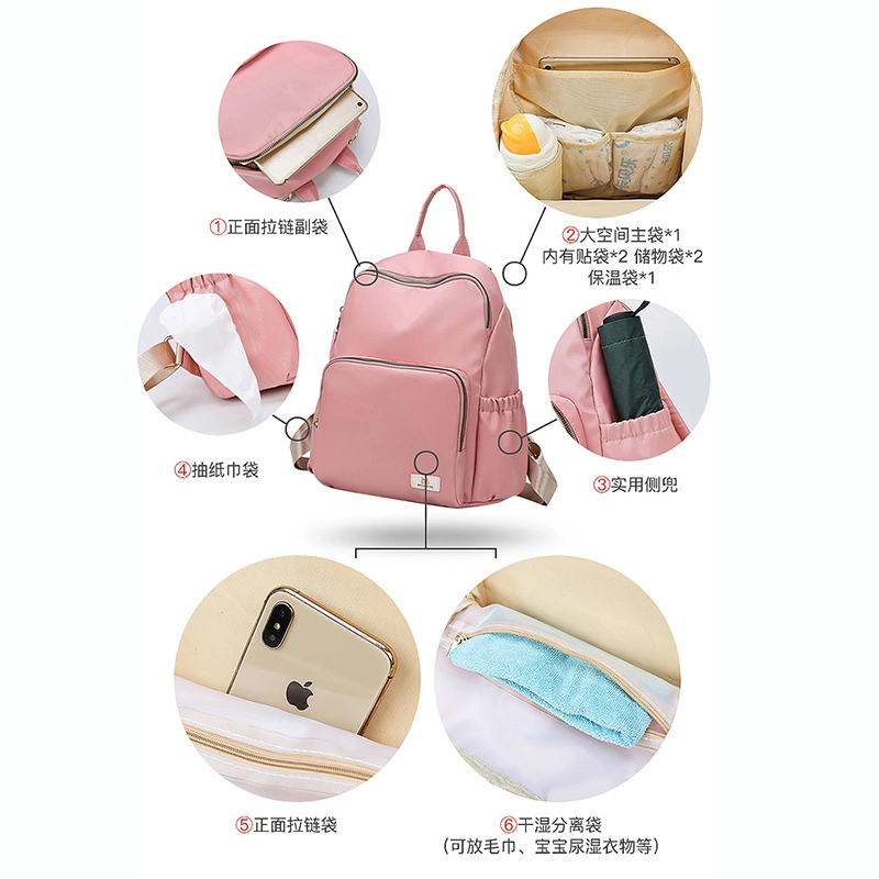 Custom Travel Mom Diaper Bag Large Capacity Mummy Baby Backpack