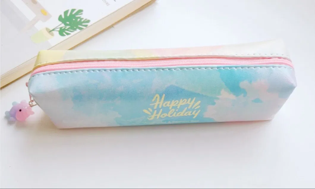 Pink Color PU Pouch Back-to-School Pencil Bag Stationery Pouch