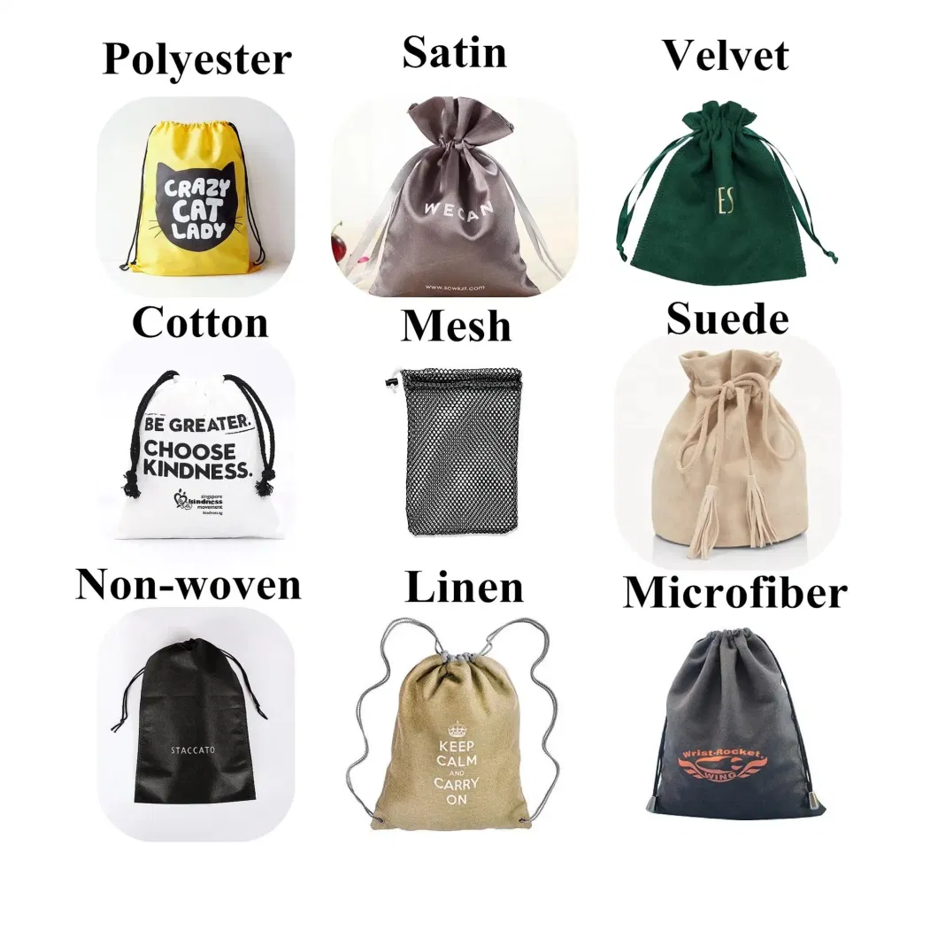 Custom Printed Suede Drawstring Jewelry Velvet Pouches