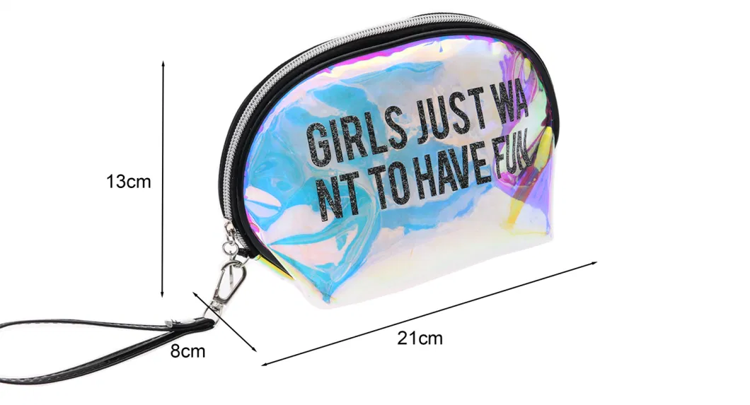 Holographic Makeup Bag Iridescent Waterproof Organizer with Shell Shape