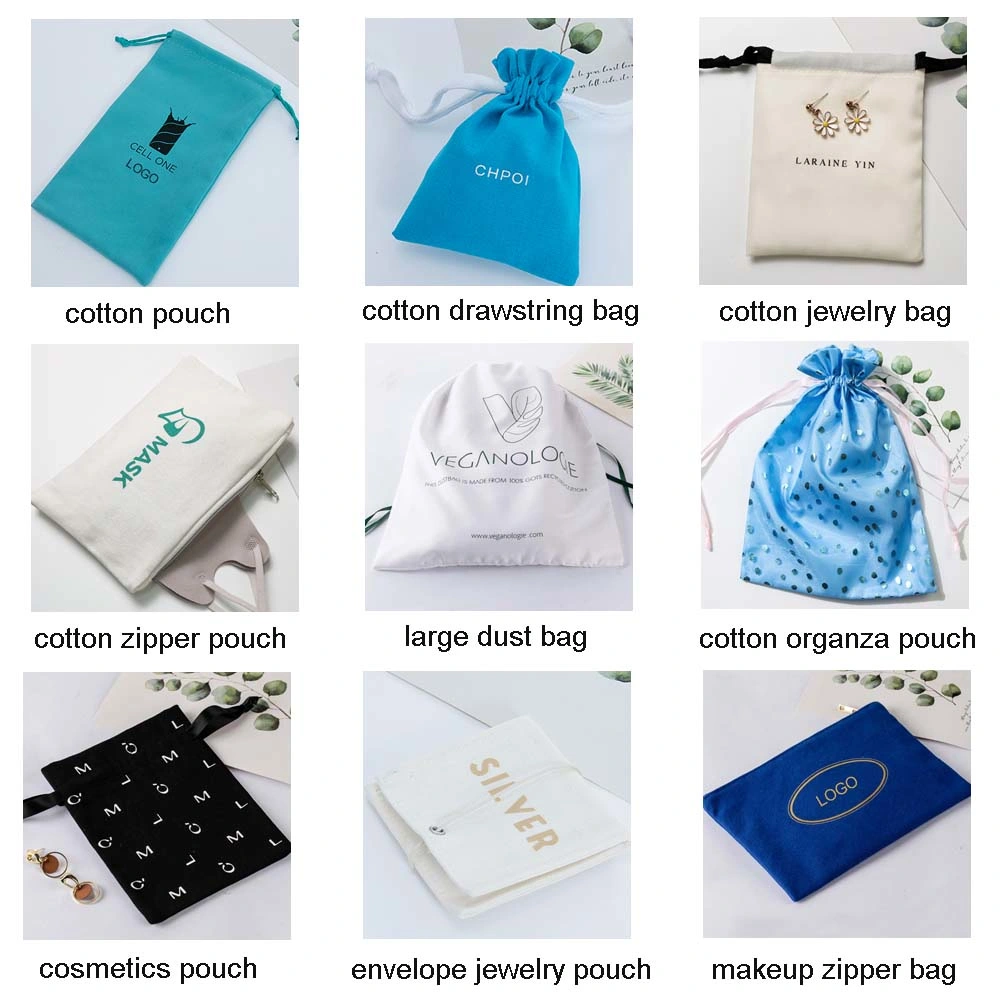 Jewelry Bag Organic Cotton Envelope Pouch with Elastic for Jewellery Packaging Small Gift Bag