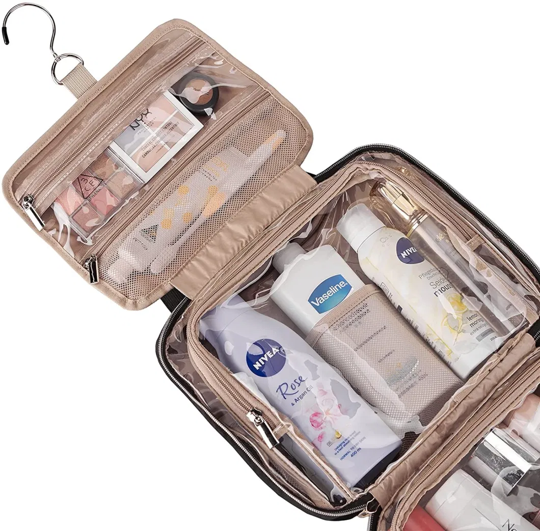 4 Sections Hanging Travel Toiletry Bag Organizer Water Resistant Large Makeup Cosmetic Case