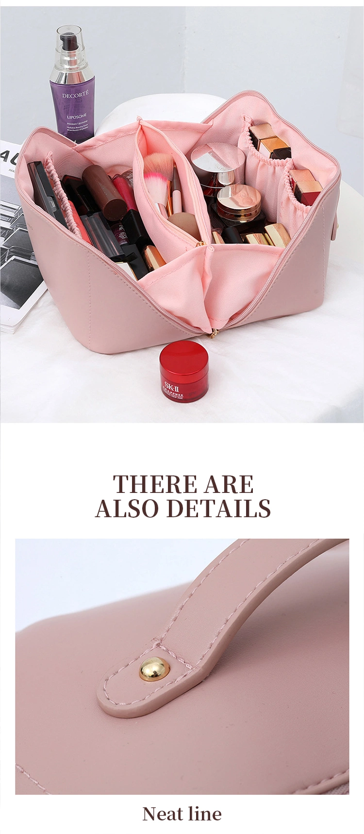 Personalized Small Makeup Bag PU Travel Cosmetic Pouch Portable Washing Cosmetic Bag
