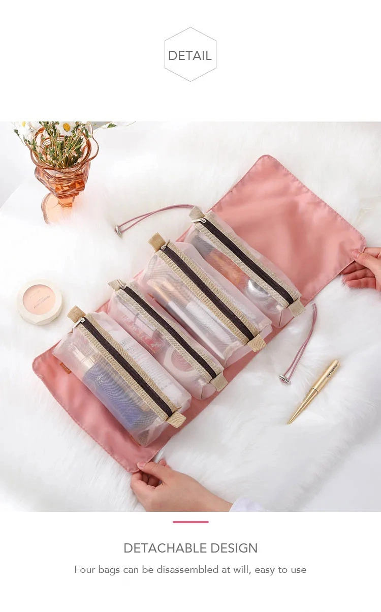 PCS/Set Cosmetic Bag Vintage Designer PVC Mesh Stripe Waterproof Travel Bags Multifunctional Transparent Makeup Storage Bag