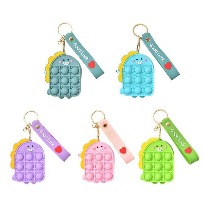 Wristlet Keychain Wallet Lovely Fidget Key Ring Coin Purse Bag Bubble Popet Keyring Coins Pouch Stress Reliever Toy