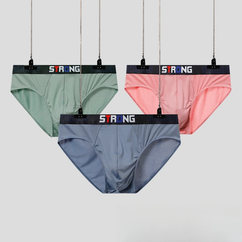 Wholesale Spot Men&prime;s Triangle Briefs Pouch Low Waist Solid Color Pants Underwear