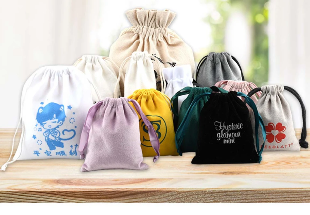 Factory Cotton Bag Drawstring Bags Straw Bags Canvas Drawstring Bags Long Cotton and Linen Drawstring Bags