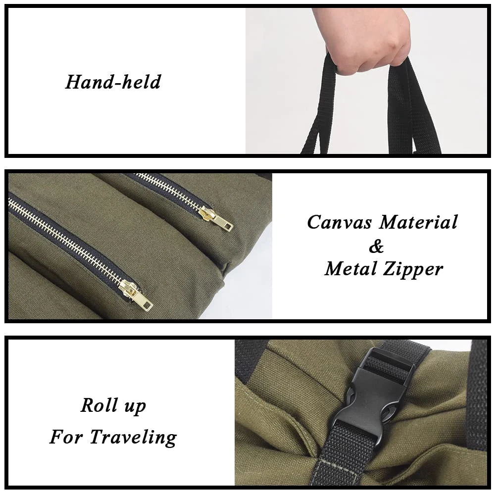 Car Repair Tool Bag Vehicle Canvas Hanging Tool Organizer Roll up Handbag Tool Pouch Sling with Zipper Not Tools Included