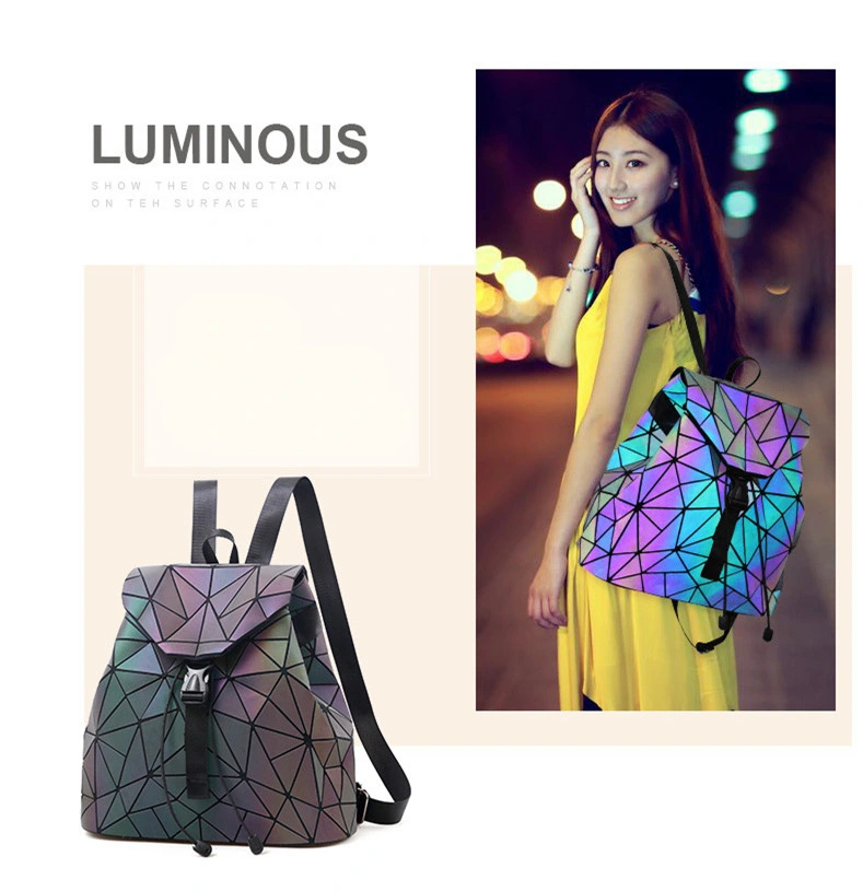 Holographic Backpack Laser Luminous Women Geometric Teenager School Bags