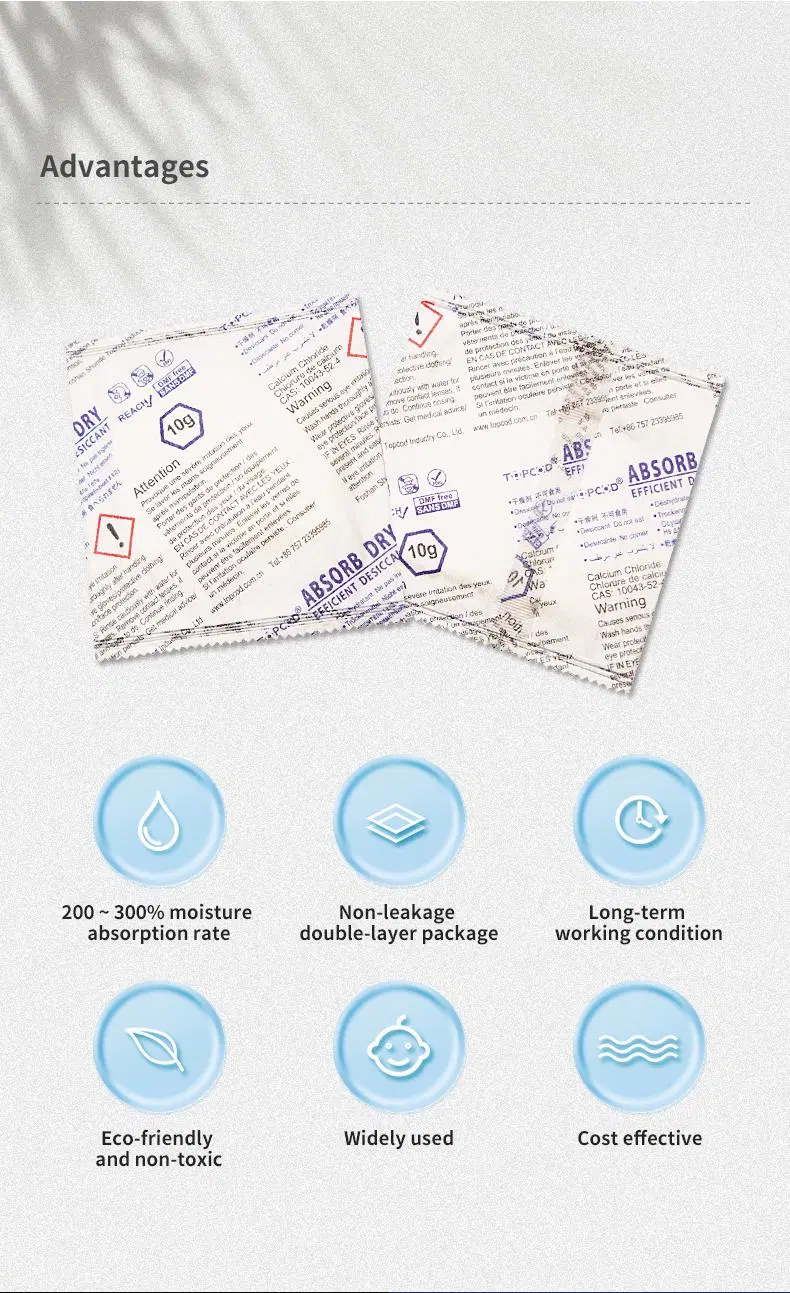 Calcium Chloride Cacl2 Desiccant with Sealed Reusable Pouches