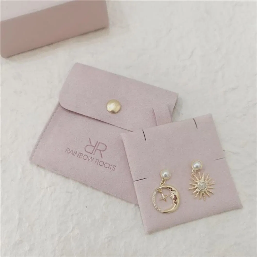 Custom Logo Jewelri Ring Necklaces Pendant Bracelet Boxes Kraft Paper Velvet Jewelry Pouch