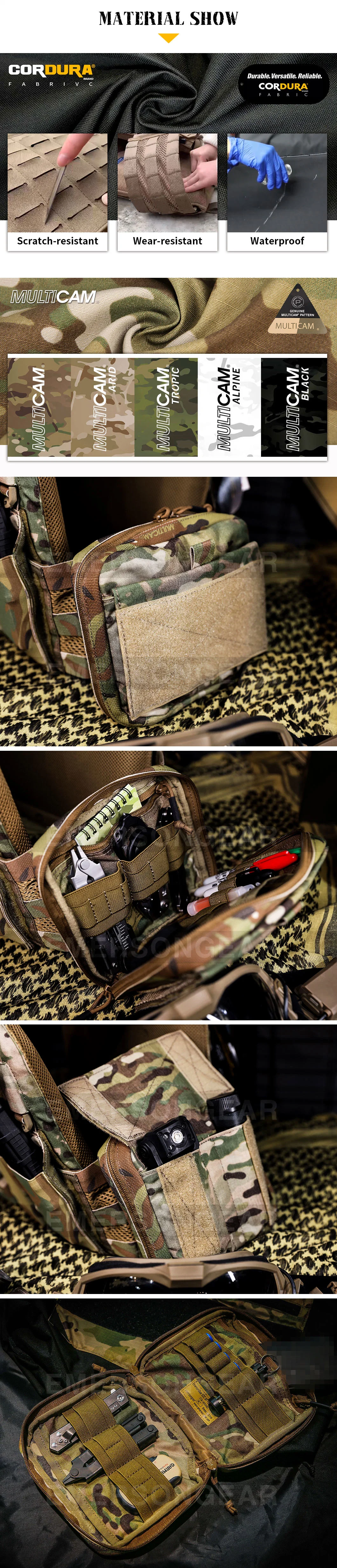 Emersongear 500d Cordura Nylon Tactical EDC Gp Funny Pouch Multicam Tool Waist Bag Molle Tactical Sundries Pouch