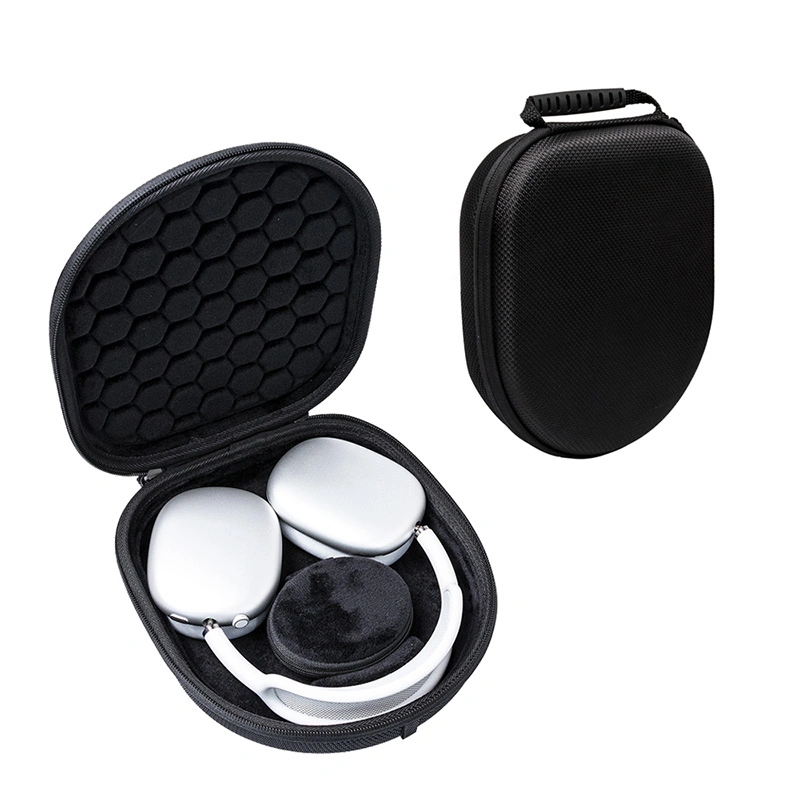 Custom Size Carrying Black Velvet Mesh Pocket EVA PU Leather Mini Round Zipper Travel Earphone Case Pouch Storage