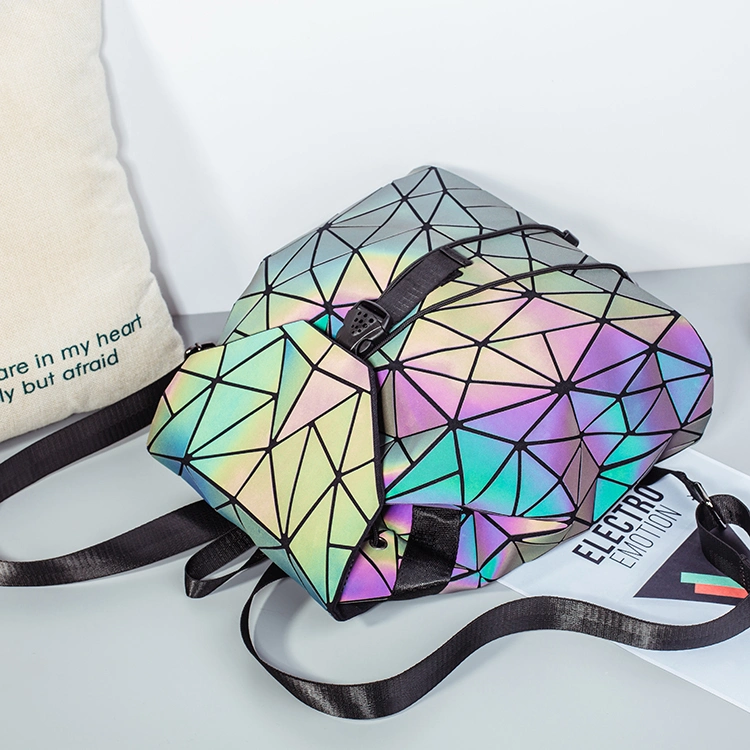 Holographic Backpack Laser Luminous Women Geometric Teenager School Bags