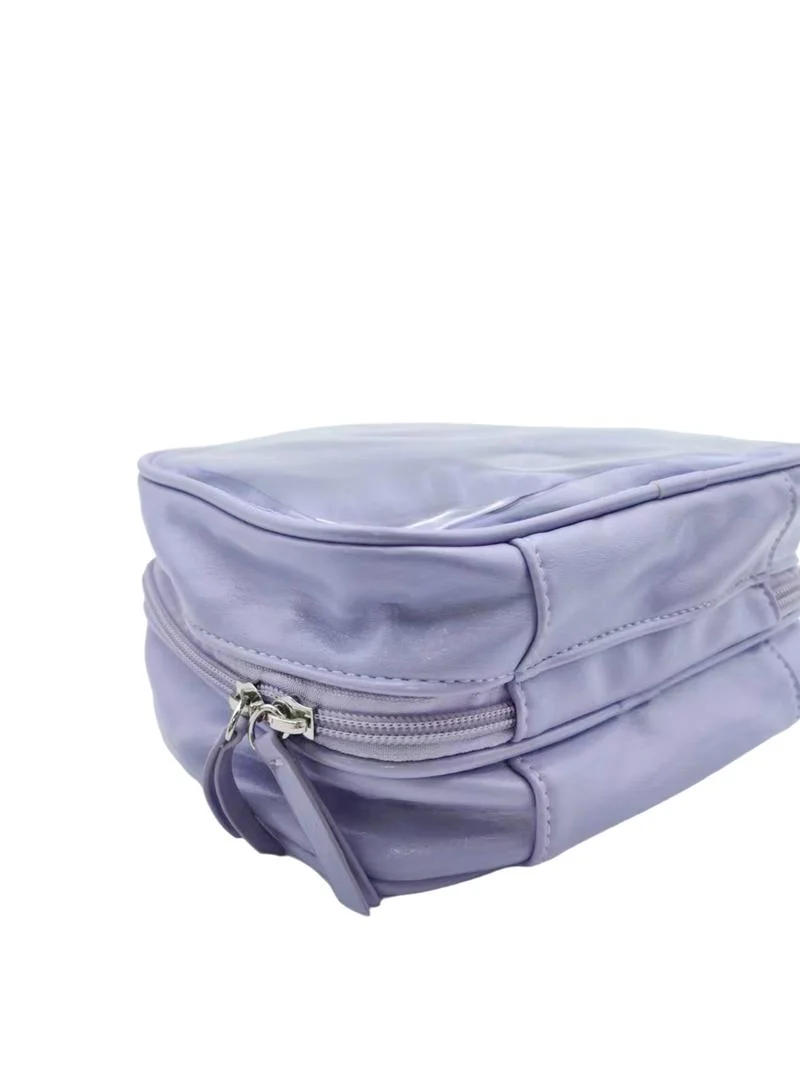 Fashion Clear PVC with Soft PU Trim Pouch