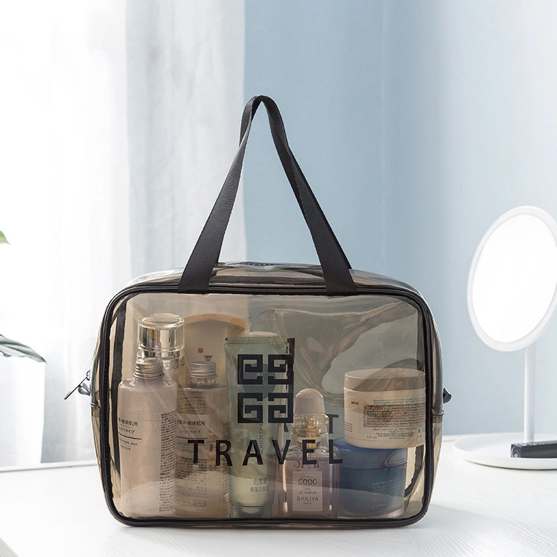 Women Bulk Makeup Pouch Transparent Black PVC Waterproof Travel Toiletry Bags Plastic Clear Cosmetic Bag