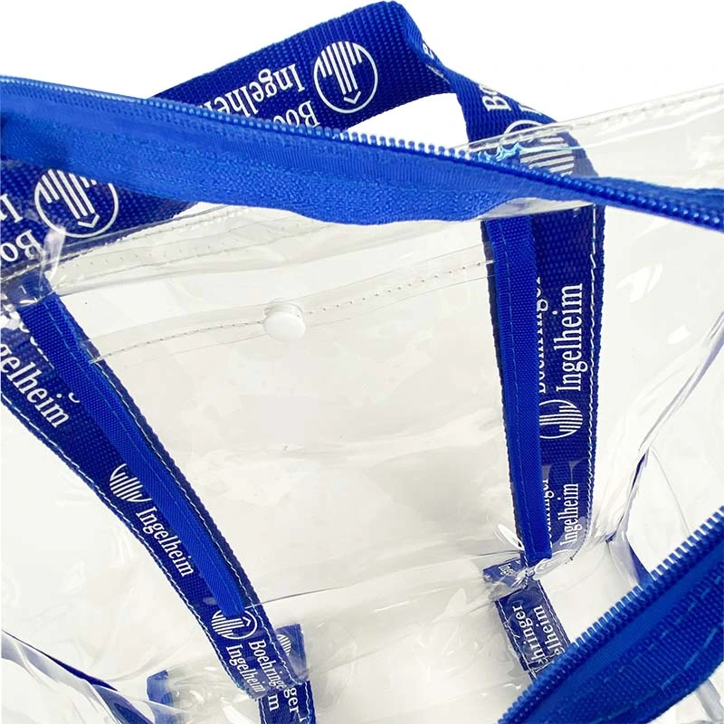 Custom Logo Printing PVC Transparent Tote Clear Shopping Bags with Zipper Pockets Clear Shopping Bag PVC Tote Bag