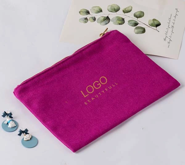 Cotton Makeup Zipper Bag Canvas Cosmetic Bag Custom 12 Oz Canvas Zipper Pouch for Gifts Pencils Cosmetics