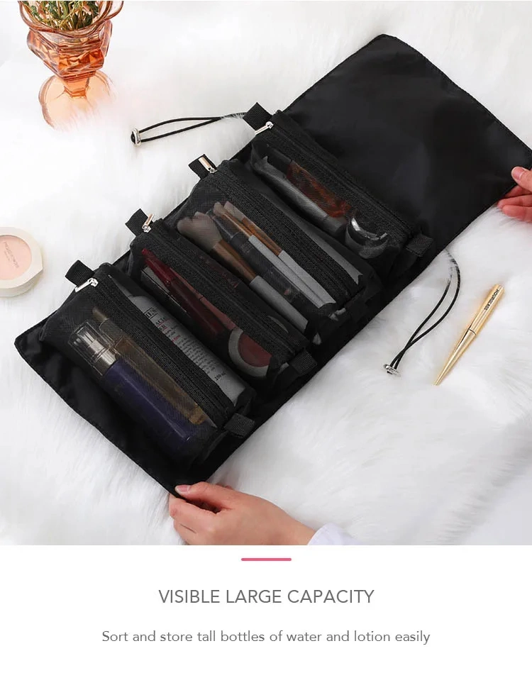 PCS/Set Cosmetic Bag Vintage Designer PVC Mesh Stripe Waterproof Travel Bags Multifunctional Transparent Makeup Storage Bag