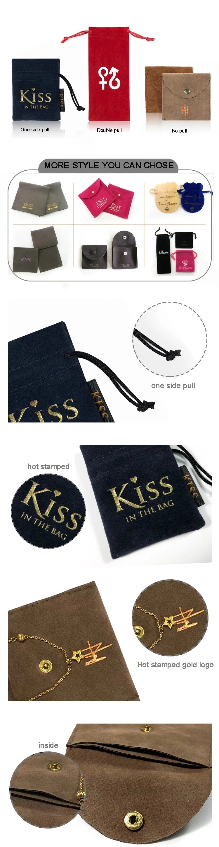 High-End Customized Jewelry Packaging Pouch for Velvet Jewellery Pouch Bag with Logo Jewelry Pouch