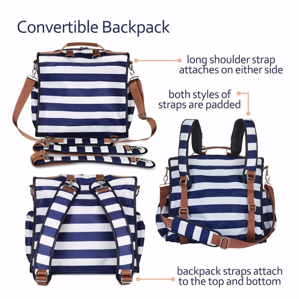 Hot Sale Custom Mommy Backpack Bags Waterproof Large Folding Insulated Baby Diaper Bag with Changing Station