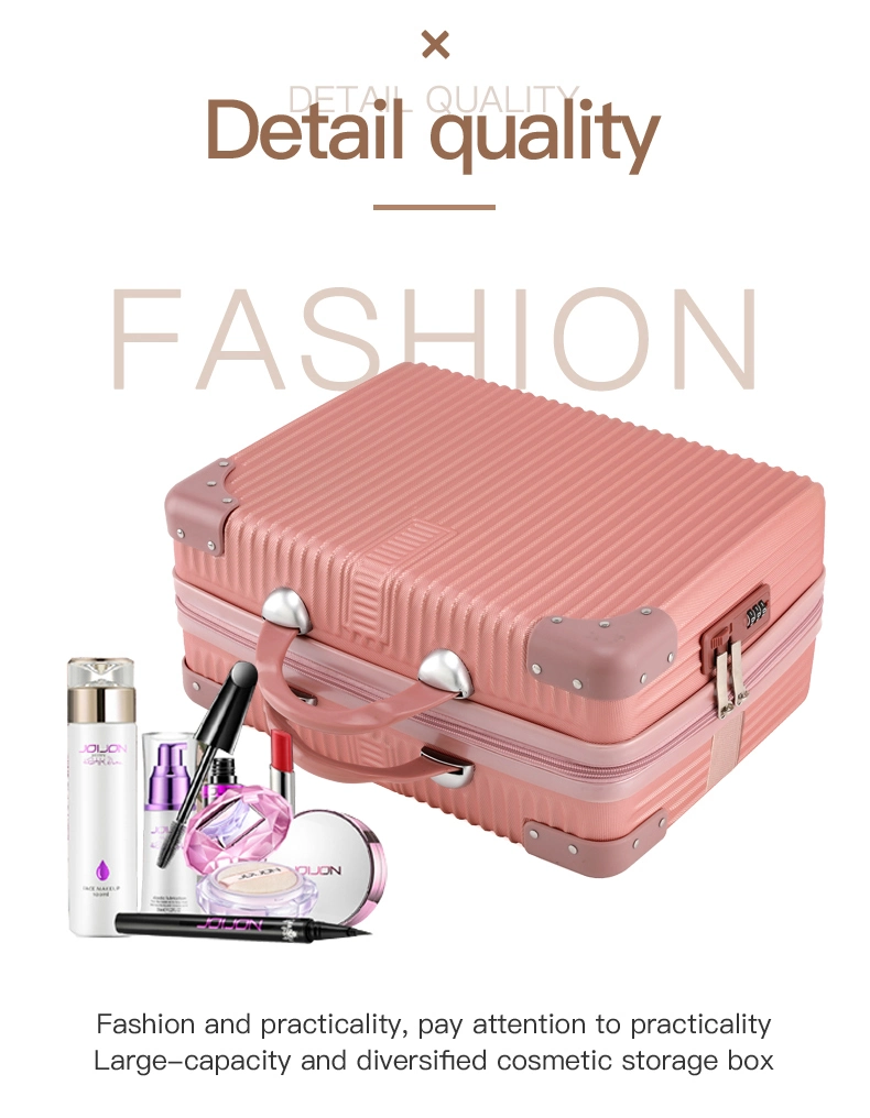 14 Inch Multi Layers Trolley Professional Make Train Case Lock Big Trolley Clear Hard Case Makeup Cosmetic Case Bag