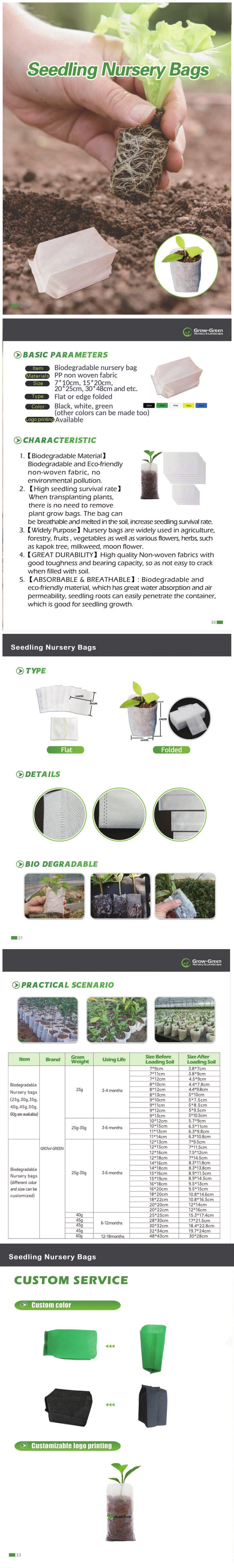 Grow-Green Non-Woven Nursery Bags, 100 PCS Solid Plants Grow Bags 7.8&quot;X8.6&quot;, Seed Starter Bags Fabric Seedling Pots Plants Pouch