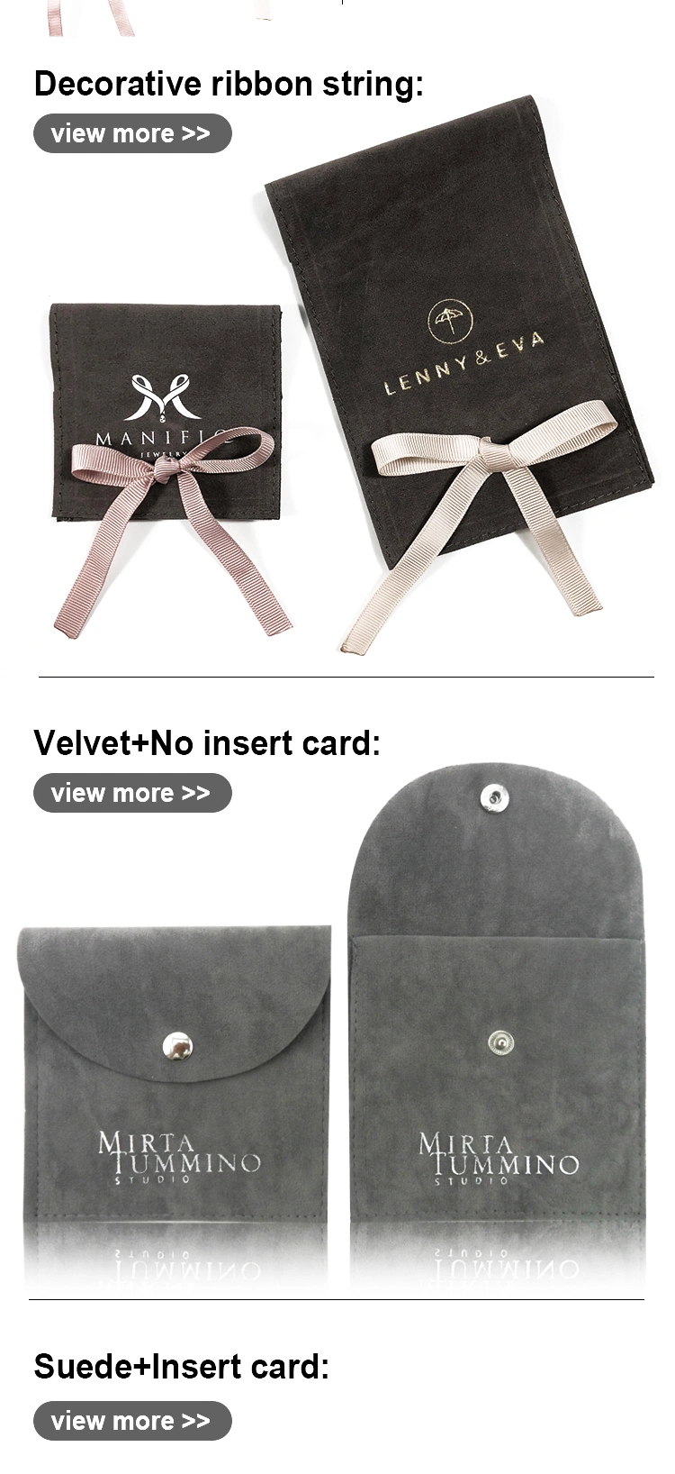 Wholesale Eco Friendly Custom Printed Velveteen Flap Velour Drawstring Packaging with Logo Divider Insert Card Display for Earring Suede Velvet Jewelry Pouch