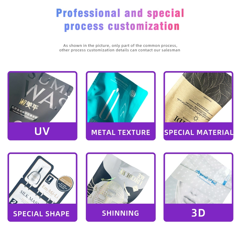 Customized Print Aluminum Foil Clear Makeup Pouch Facial Mask Pouch Bag Plastic Packaging Bag for Cosmetic