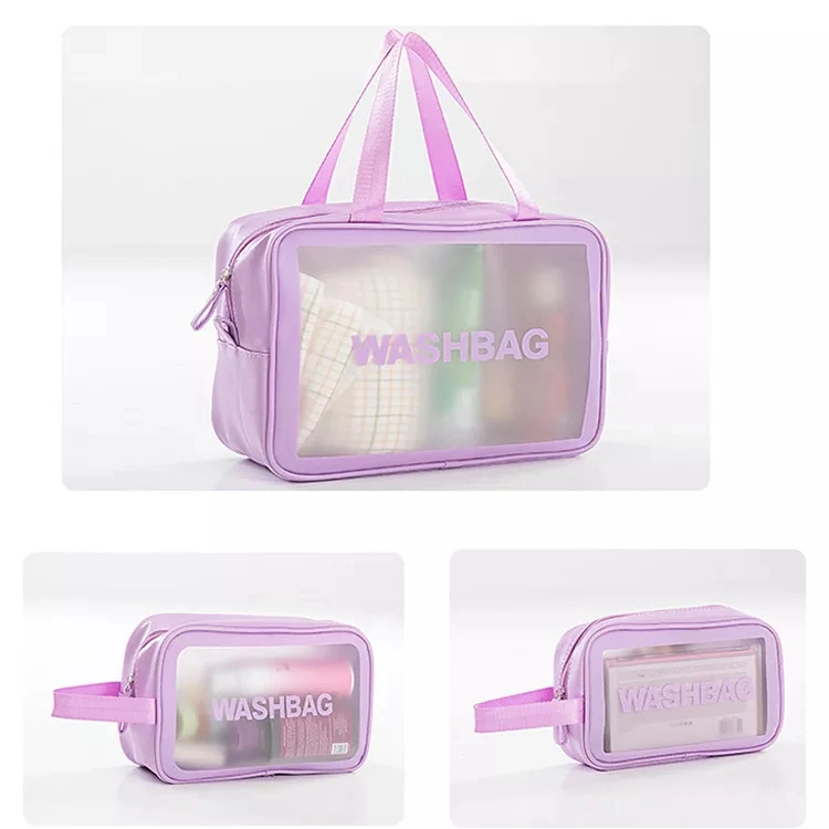 Promotion 100% Recycled Clear Makeup Cosmetic Bag PVC Waterproof Toiletry Organizer Bag for Travel Transparent Zip up Small Pouch Bag