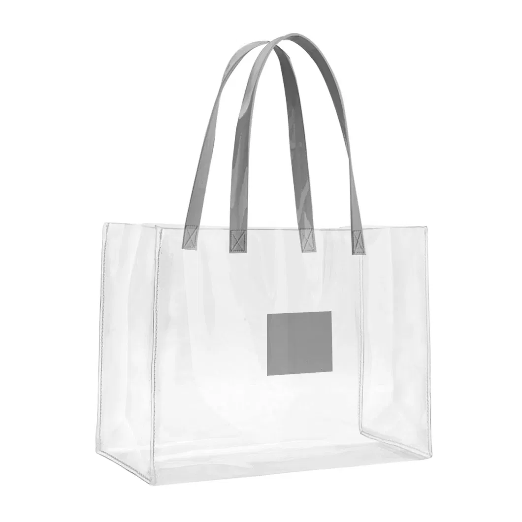 Custom Printed Logo Clear PVC Tote Bag Shopping Bag Waterproof Transparent Shoulder Handbag Gift Bag