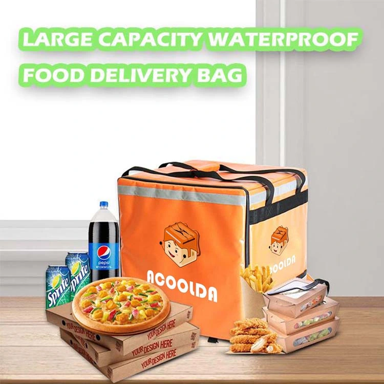 Factory Wholesale Custom 500d PVC Waterproof Insulated Heated Hot Motorcycle Food Delivery Box Bike Scooter Pizza Bag Reusable Thermal Cooler Delivery Bag