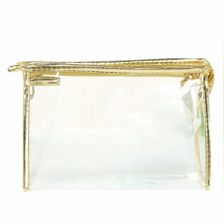 Travel Gold Clear PVC Ziplock Pouch Bag Cosmetic Bags