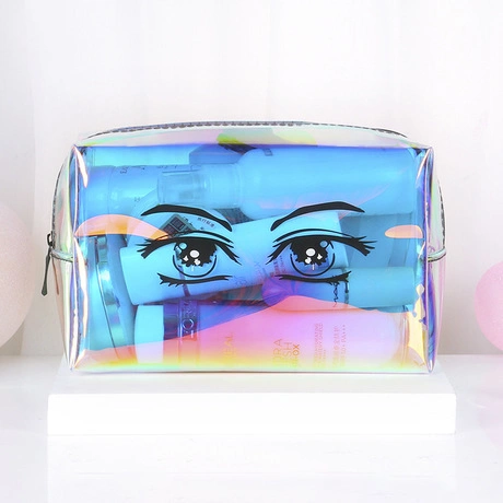 Fashion Women Makeup Case Laser Cosmetic Bags Transparent Cosmetic Pouch Ladies Portable Make up Pouch Organizer