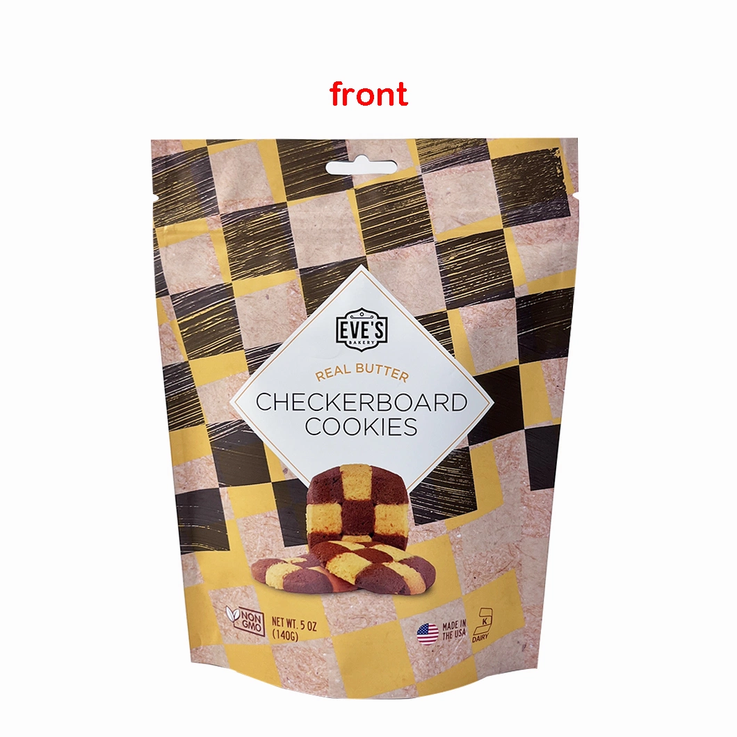 Custom High Quality Aluminum Foil Waterproof Resealable Ziplock Cookies Stand up Pouch