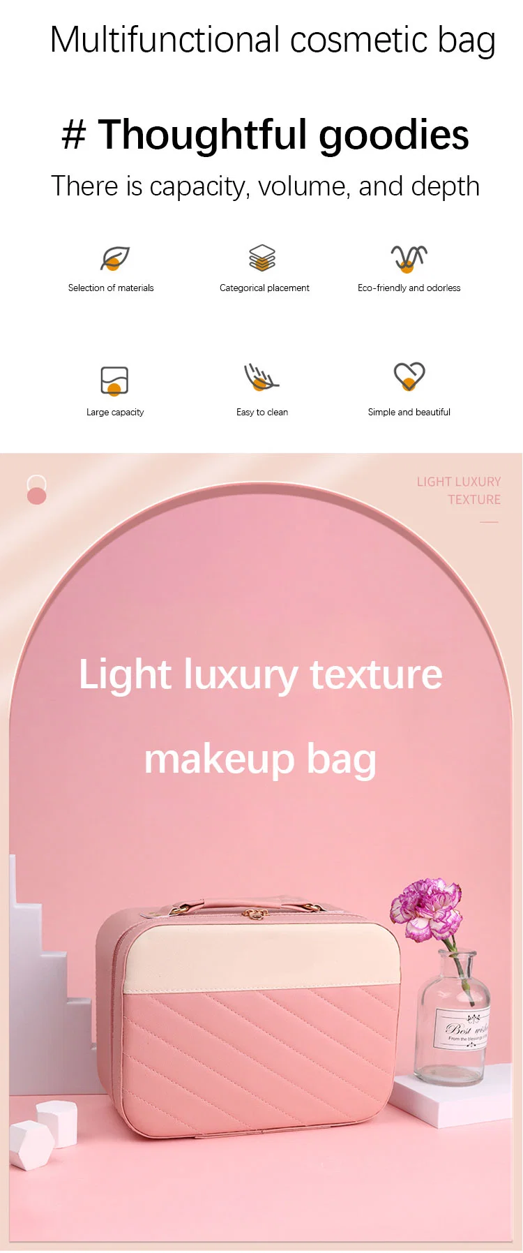Hot Sell Fashion Custom Bulk Travel Makeup Bag High Quality Custom Logo Cosmetic Bag Large Capacity Makeup Organizer Bag
